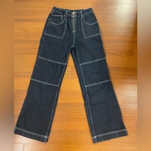 RAGGED DARK WASH CARGO JEANS